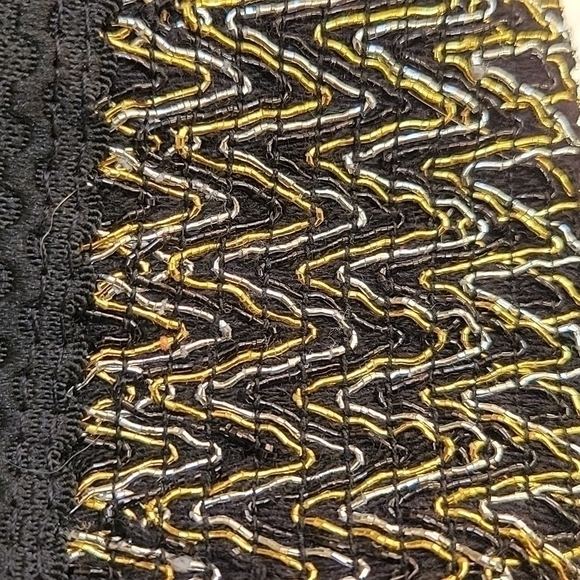 GINGER G Anthropologie Black Mini Skirt With Gold Thread Detail Sz L - Picture 7 of 7